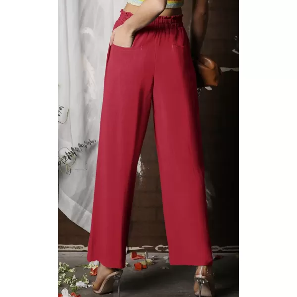 CHARTOU Women's Summer Lightweight Elastic Waist Cotton Linen Straight-Leg Loose Fit Palazzo Pants