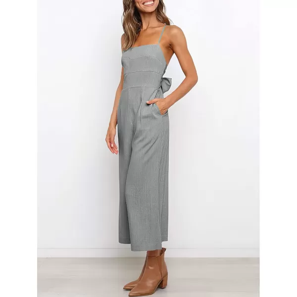 CHARTOU Women's Summer Spaghetti Strap Backless Crop Wide Leg Jumpsuits Rompers with Pockets