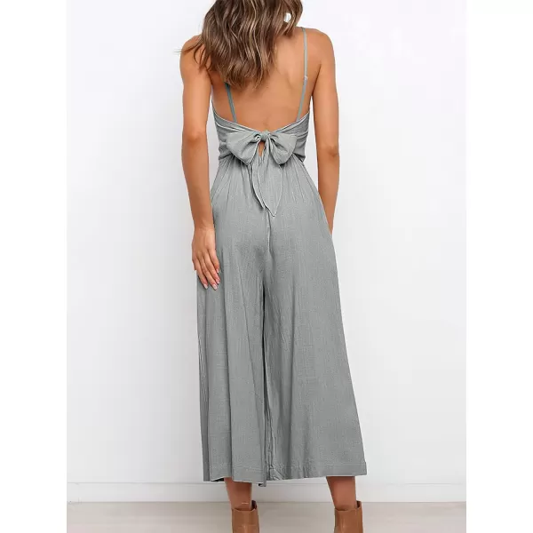 CHARTOU Women's Summer Spaghetti Strap Backless Crop Wide Leg Jumpsuits Rompers with Pockets
