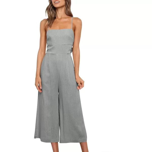 CHARTOU Women's Summer Spaghetti Strap Backless Crop Wide Leg Jumpsuits Rompers with Pockets