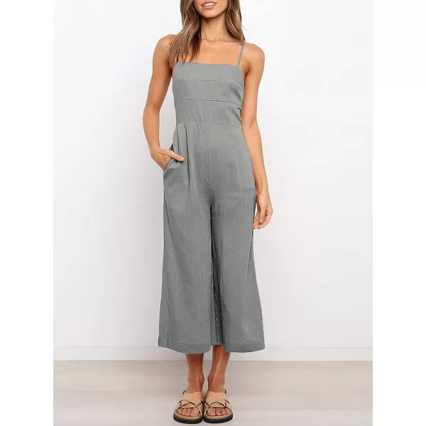 CHARTOU Women's Summer Spaghetti Strap Backless Crop Wide Leg Jumpsuits Rompers with Pockets