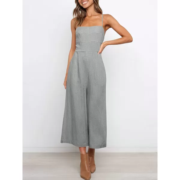 CHARTOU Women's Summer Spaghetti Strap Backless Crop Wide Leg Jumpsuits Rompers with Pockets
