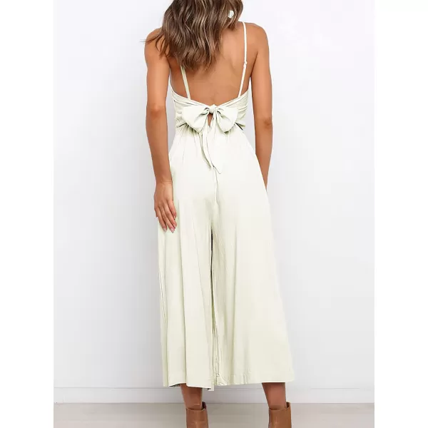 CHARTOU Women's Summer Spaghetti Strap Backless Crop Wide Leg Jumpsuits Rompers with Pockets