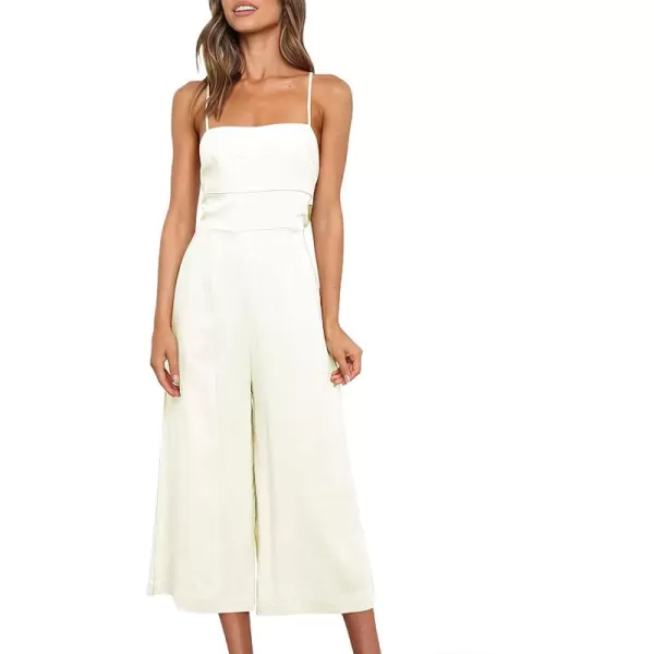 CHARTOU Women's Summer Spaghetti Strap Backless Crop Wide Leg Jumpsuits Rompers with Pockets