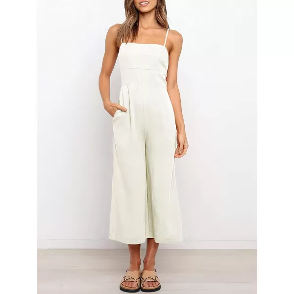 CHARTOU Women's Summer Spaghetti Strap Backless Crop Wide Leg Jumpsuits Rompers with Pockets