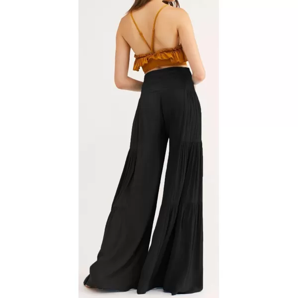 CHARTOU Women's Tie Knot High Waist Wide Leg Lounge Pants Tiered Beach Flowy Flare Pants Palazzo