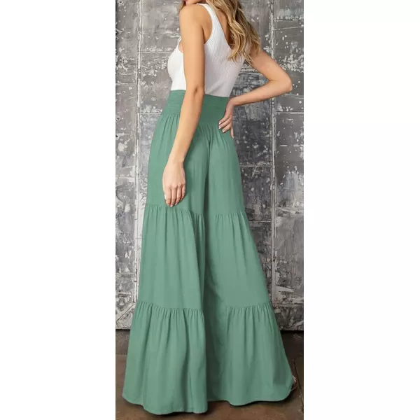 CHARTOU Women's Tie Knot High Waist Wide Leg Lounge Pants Tiered Beach Flowy Flare Pants Palazzo