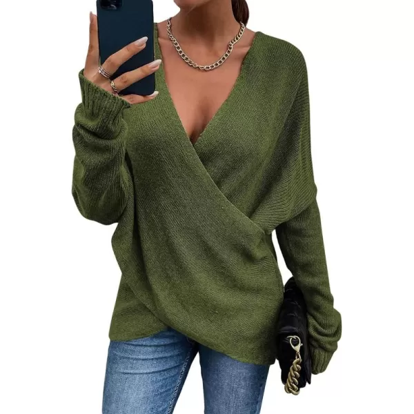 CHARTOU Women's Trendy V Neck Crisscross Knitted Sweater Pullover Knitwear