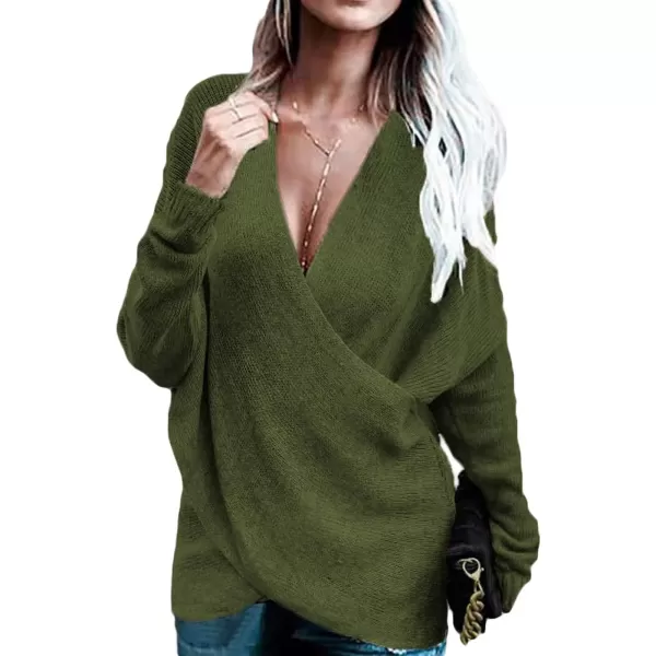 CHARTOU Women's Trendy V Neck Crisscross Knitted Sweater Pullover Knitwear