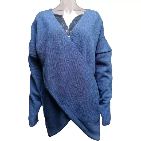 CHARTOU Women's Trendy V Neck Crisscross Knitted Sweater Pullover Knitwear