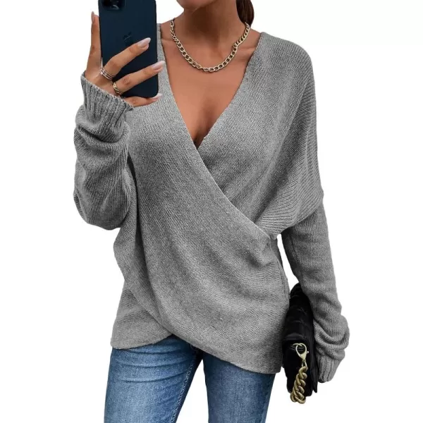 CHARTOU Women's Trendy V Neck Crisscross Knitted Sweater Pullover Knitwear