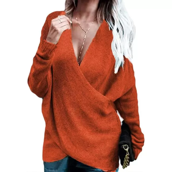 CHARTOU Women's Trendy V Neck Crisscross Knitted Sweater Pullover Knitwear