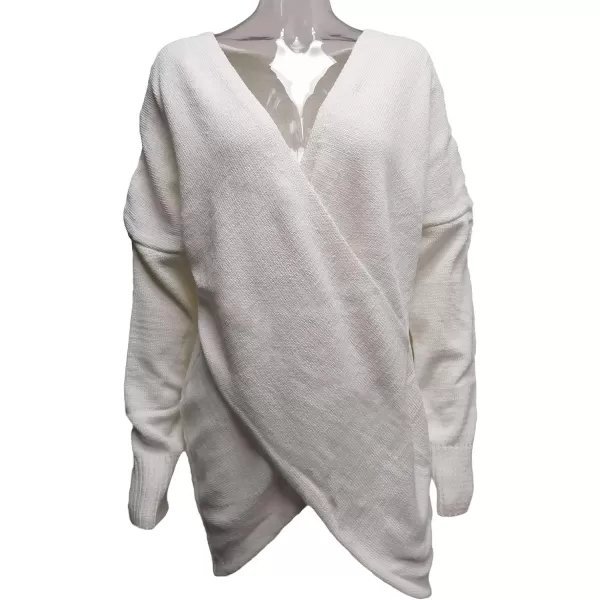 CHARTOU Women's Trendy V Neck Crisscross Knitted Sweater Pullover Knitwear