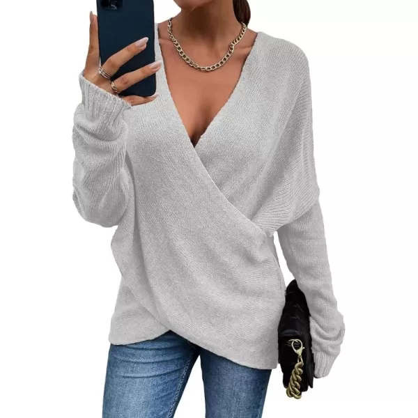 CHARTOU Women's Trendy V Neck Crisscross Knitted Sweater Pullover Knitwear