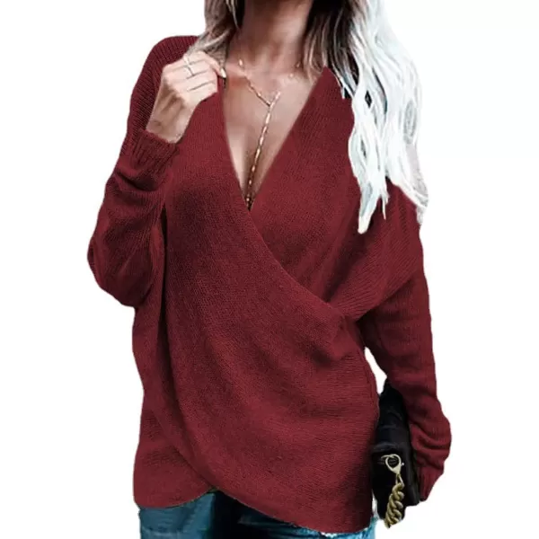 CHARTOU Women's Trendy V Neck Crisscross Knitted Sweater Pullover Knitwear