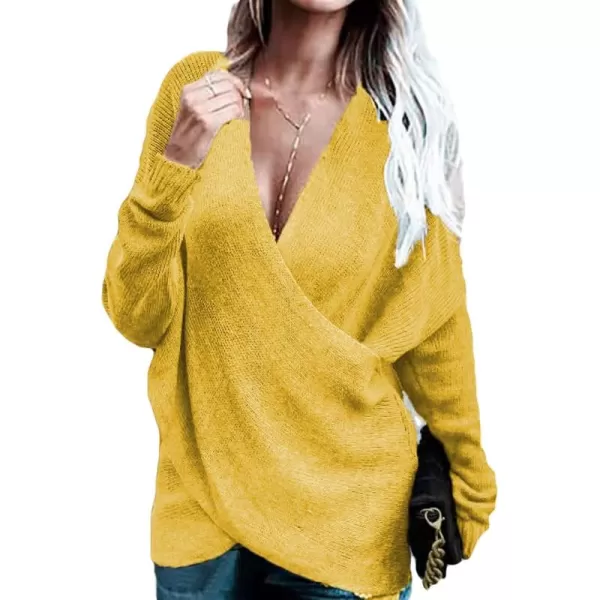 CHARTOU Women's Trendy V Neck Crisscross Knitted Sweater Pullover Knitwear