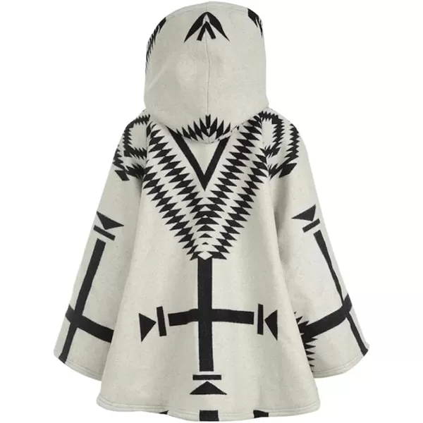 CHARTOU Women's Wool Blend Aztec Ethnic Geometric Print Hooded Toggle Cloak Coat
