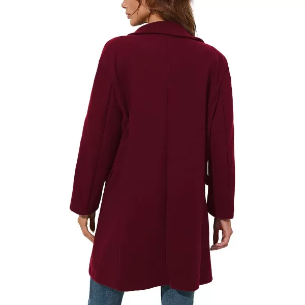 CHARTOU Women's Wool Blend Notch Lapel Double Breasted Midi Long Peacoat Overcoat