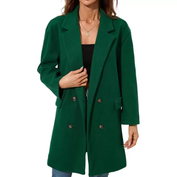 CHARTOU Women's Wool Blend Notch Lapel Double Breasted Midi Long Peacoat Overcoat