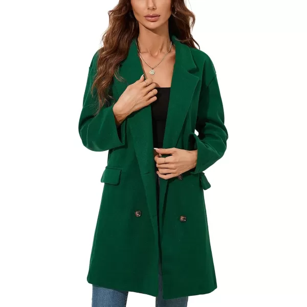 CHARTOU Women's Wool Blend Notch Lapel Double Breasted Midi Long Peacoat Overcoat