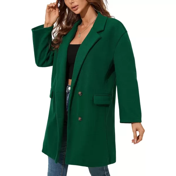 CHARTOU Women's Wool Blend Notch Lapel Double Breasted Midi Long Peacoat Overcoat