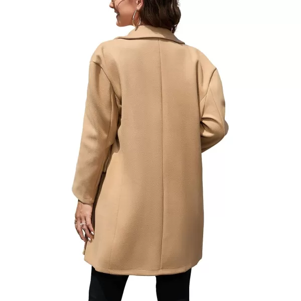 CHARTOU Women's Wool Blend Notch Lapel Double Breasted Midi Long Peacoat Overcoat