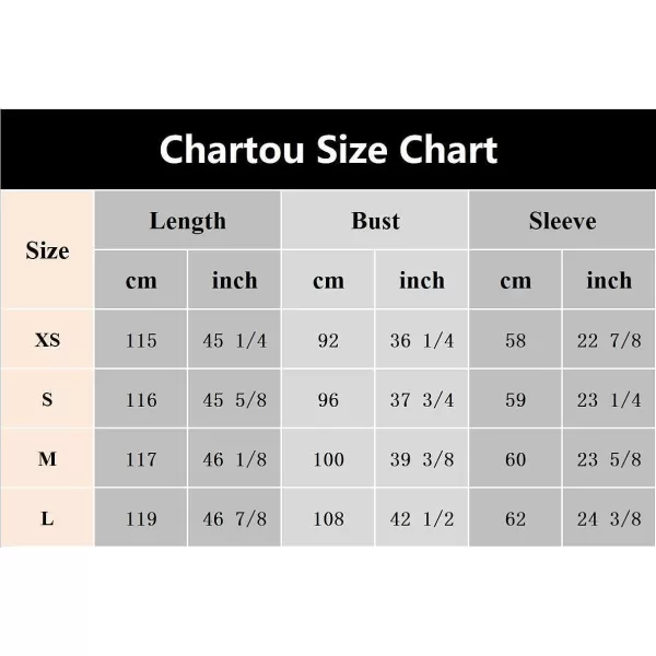 CHARTOU Women's Wool Blend Pea Coat Casual Notched Collar Single Breasted Long Trench Coat