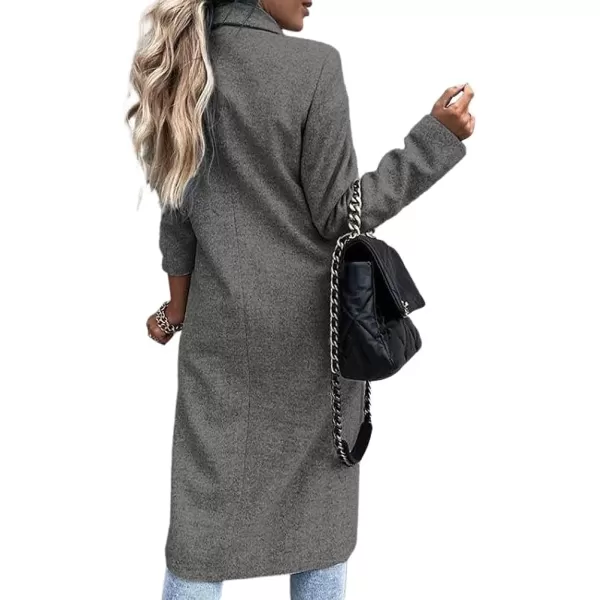 CHARTOU Women's Wool Blend Pea Coat Casual Notched Collar Single Breasted Long Trench Coat