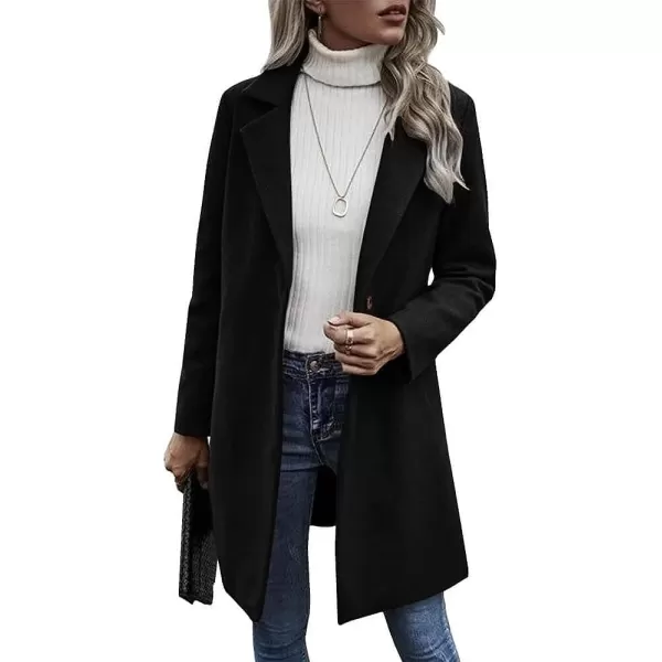 CHARTOU Women's Woolen Overcoat Oversized Notched Lapel Single Breasted Wool Blend Trench Coat