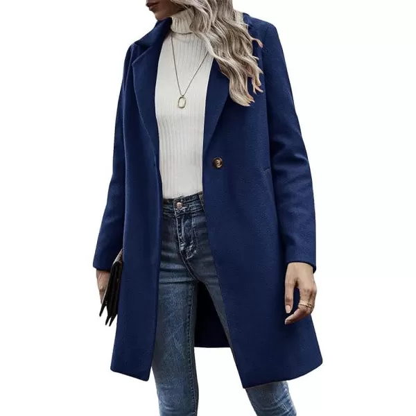 CHARTOU Women's Woolen Overcoat Oversized Notched Lapel Single Breasted Wool Blend Trench Coat