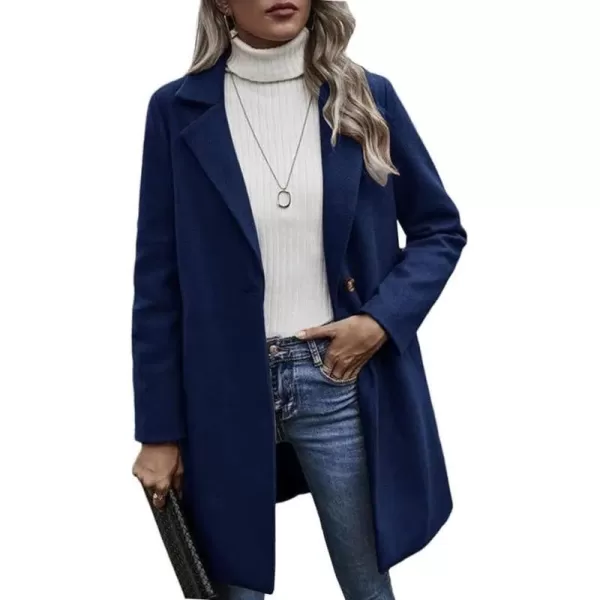 CHARTOU Women's Woolen Overcoat Oversized Notched Lapel Single Breasted Wool Blend Trench Coat