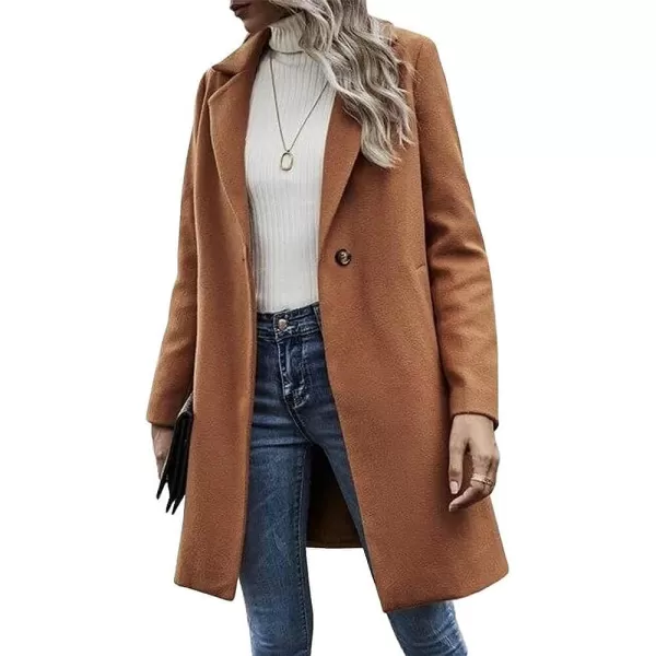 CHARTOU Women's Woolen Overcoat Oversized Notched Lapel Single Breasted Wool Blend Trench Coat