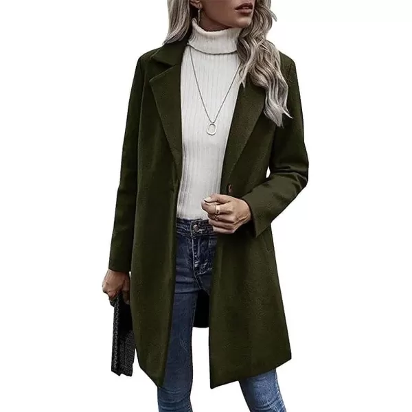 CHARTOU Women's Woolen Overcoat Oversized Notched Lapel Single Breasted Wool Blend Trench Coat
