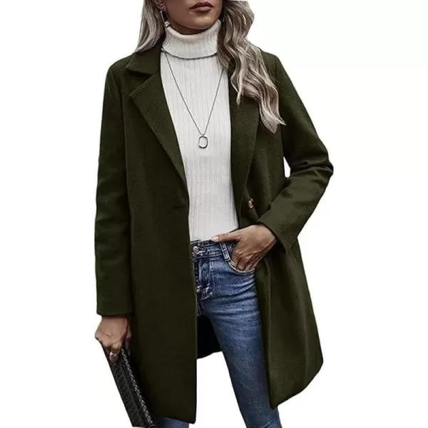 CHARTOU Women's Woolen Overcoat Oversized Notched Lapel Single Breasted Wool Blend Trench Coat