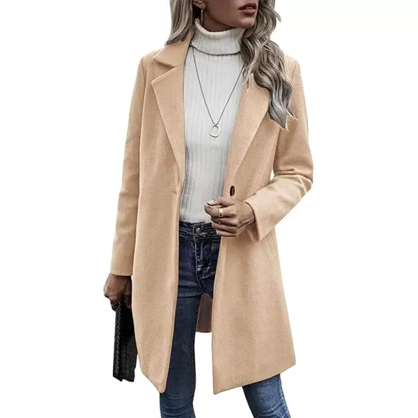 CHARTOU Women's Woolen Overcoat Oversized Notched Lapel Single Breasted Wool Blend Trench Coat