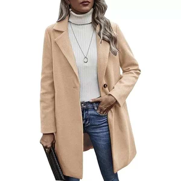 CHARTOU Women's Woolen Overcoat Oversized Notched Lapel Single Breasted Wool Blend Trench Coat