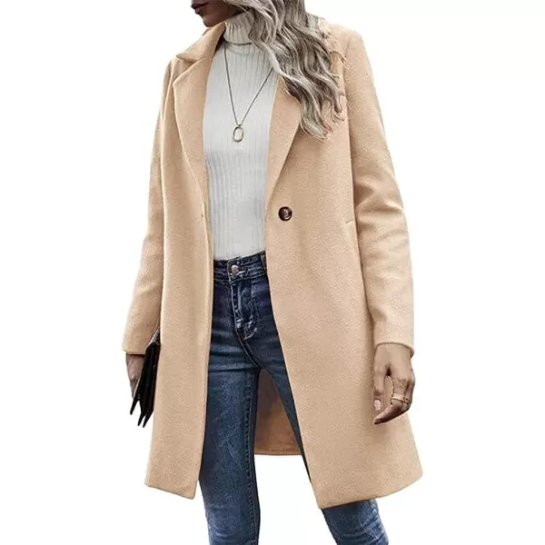 CHARTOU Women's Woolen Overcoat Oversized Notched Lapel Single Breasted Wool Blend Trench Coat
