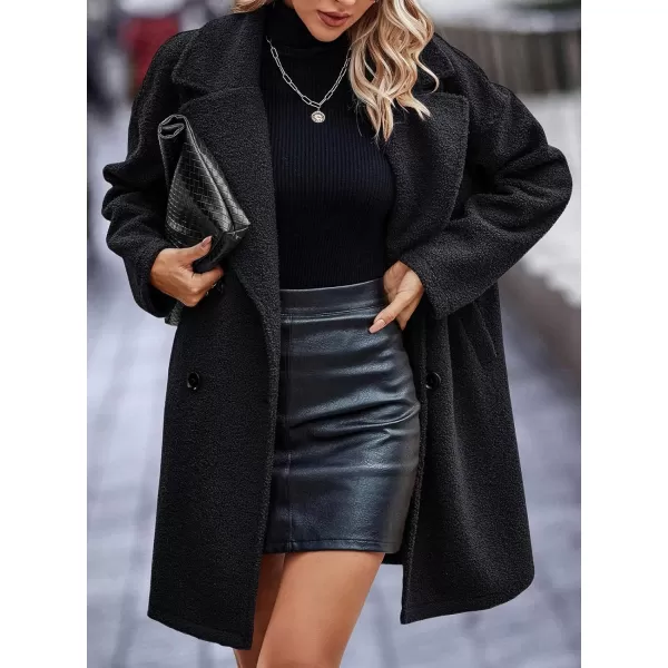 Fuzzy Sherpa Fleece Jacket Women Winter Coat Lapel Warm Trench Coat Teddy Button Down Sherpa Coat