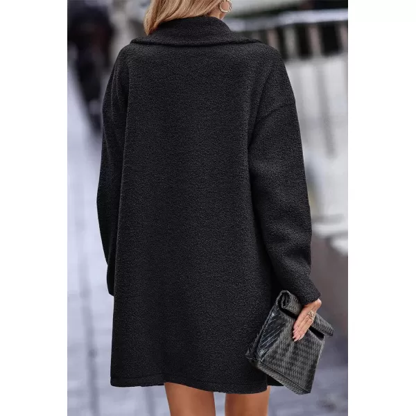 Fuzzy Sherpa Fleece Jacket Women Winter Coat Lapel Warm Trench Coat Teddy Button Down Sherpa Coat