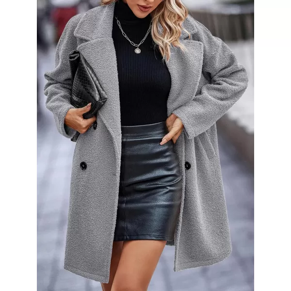 Fuzzy Sherpa Fleece Jacket Women Winter Coat Lapel Warm Trench Coat Teddy Button Down Sherpa Coat