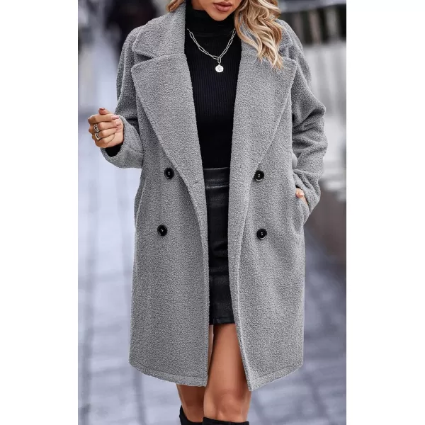 Fuzzy Sherpa Fleece Jacket Women Winter Coat Lapel Warm Trench Coat Teddy Button Down Sherpa Coat