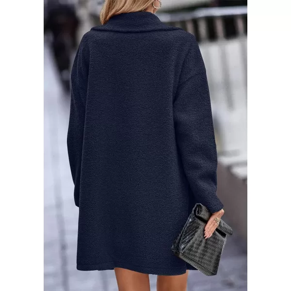 Fuzzy Sherpa Fleece Jacket Women Winter Coat Lapel Warm Trench Coat Teddy Button Down Sherpa Coat