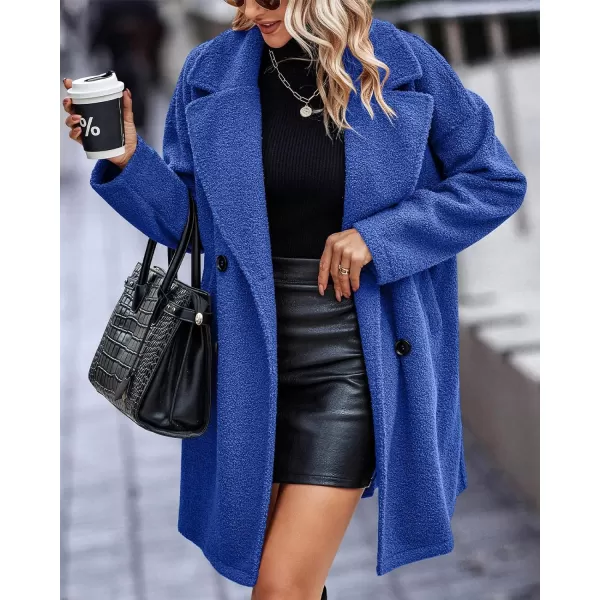 Fuzzy Sherpa Fleece Jacket Women Winter Coat Lapel Warm Trench Coat Teddy Button Down Sherpa Coat