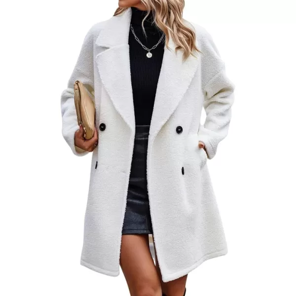 Fuzzy Sherpa Fleece Jacket Women Winter Coat Lapel Warm Trench Coat Teddy Button Down Sherpa Coat
