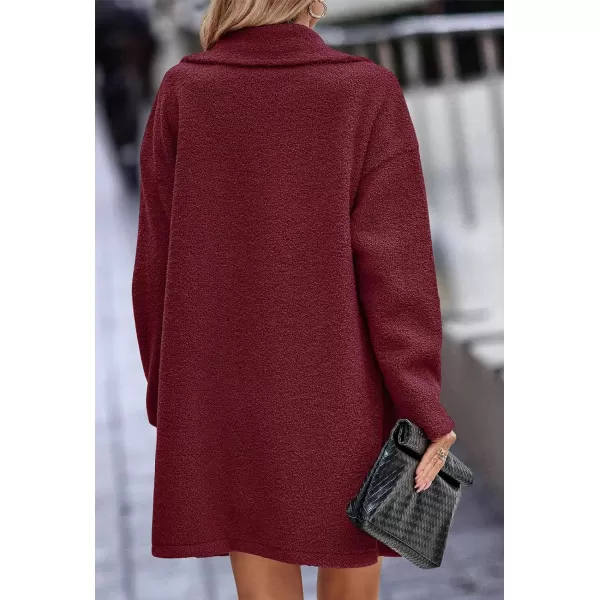 Fuzzy Sherpa Fleece Jacket Women Winter Coat Lapel Warm Trench Coat Teddy Button Down Sherpa Coat