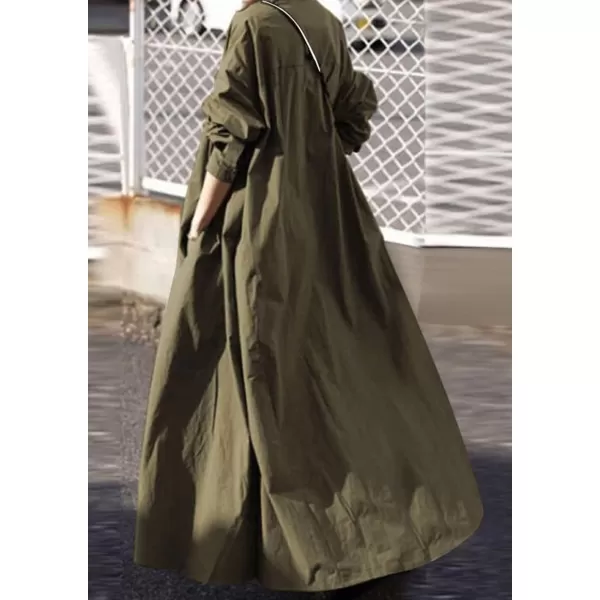 CHARTOU Women Long Sleeve Maxi Dress Ruffle Flowy Shirt Dress Oversize Tunic Dress A Line Beach Plus Size