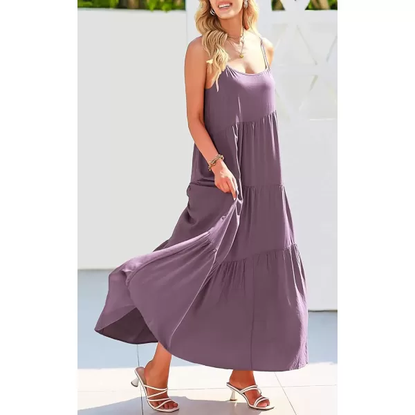 CHARTOU Women's Comfy Spaghetti Straps Shirring Loose Fit Maxi Long Swing Dress