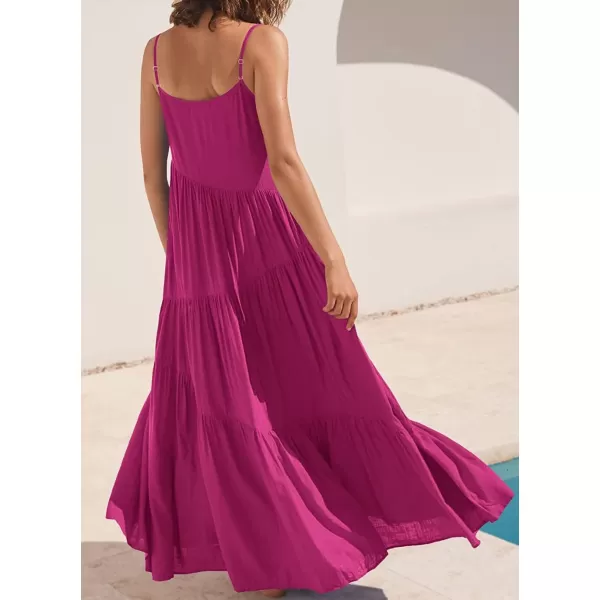 CHARTOU Women's Comfy Spaghetti Straps Shirring Loose Fit Maxi Long Swing Dress