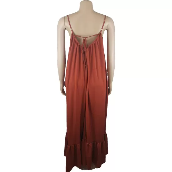 CHARTOU Women's Oversized Spaghetti Straps Hollow Out Back Pleated Party Swing Maxi Dress