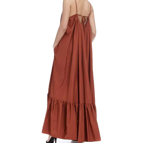 CHARTOU Women's Oversized Spaghetti Straps Hollow Out Back Pleated Party Swing Maxi Dress